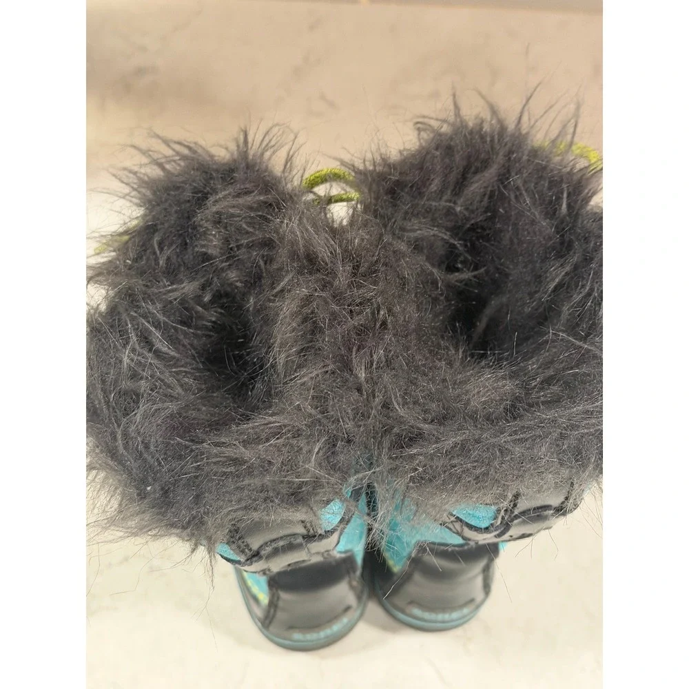 Sorel Tofino II Kids Waterproof Winter Boots Teal Black Faux Fur Size 2